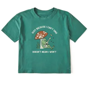 Women's Frog Can't Sing Guitar Short Sleeve Crusher Boxy Tee Life is Good