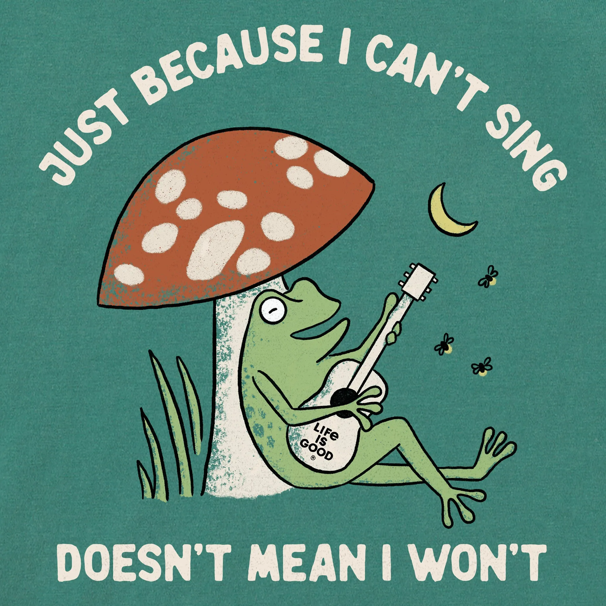Women's Frog Can't Sing Guitar Short Sleeve Crusher Boxy Tee Life is Good