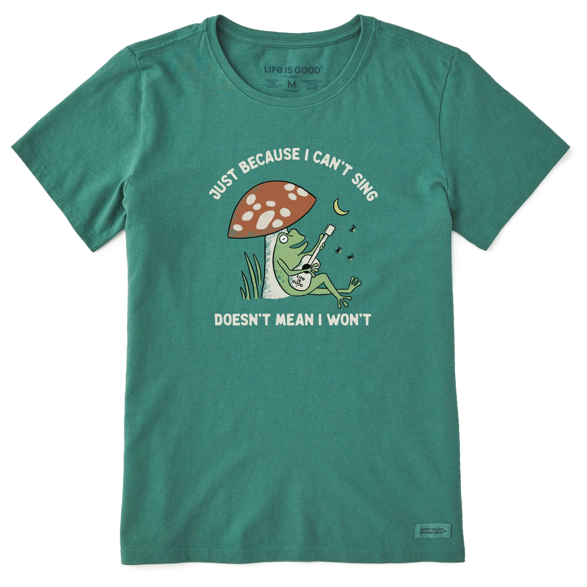 Women's Frog Can't Sing Guitar Short Sleeve Crusher Tee Life is Good
