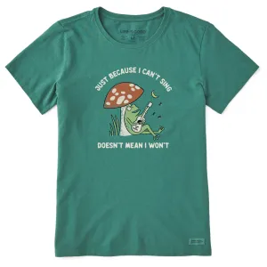 Women's Frog Can't Sing Guitar Short Sleeve Crusher Tee Life is Good