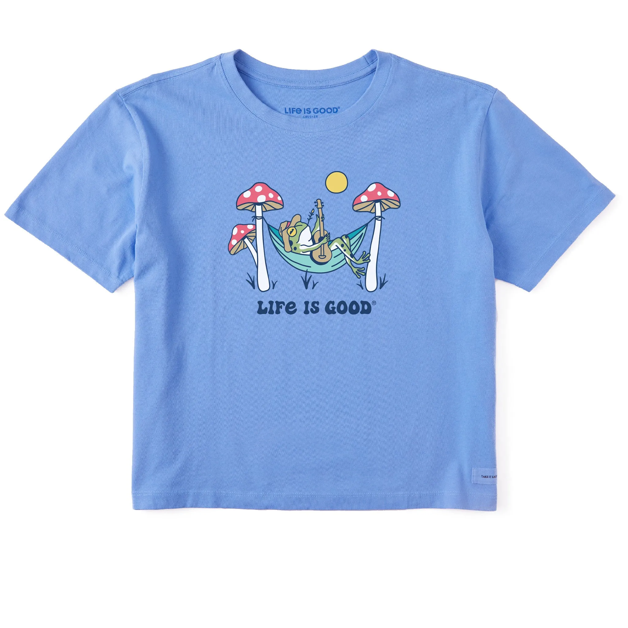 Women's Frog Guitar Hammock Short Sleeve Crusher Boxy Tee Life is Good