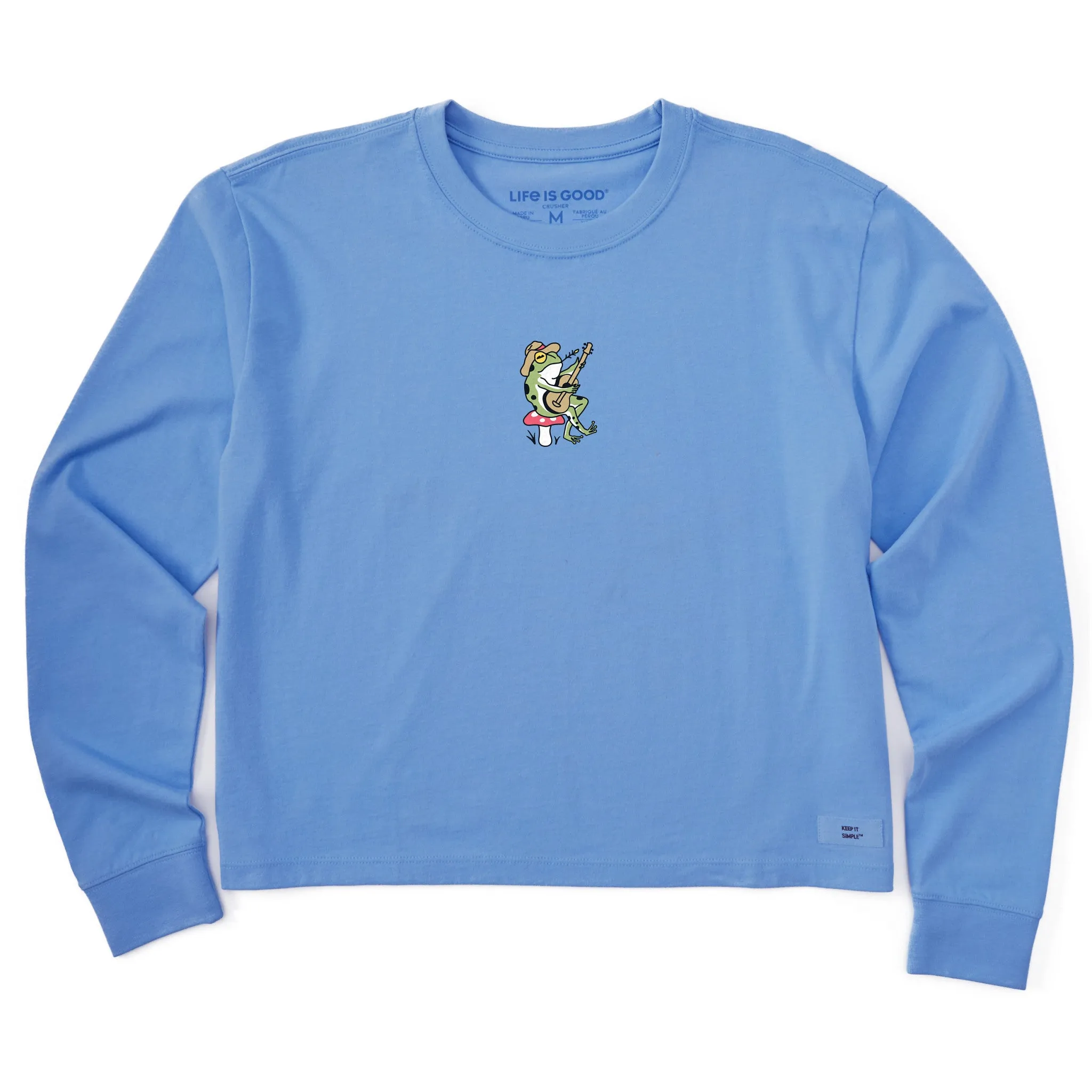Women's Frog Guitar Long Sleeve Crusher Boxy Tee Life is Good