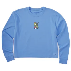Women's Frog Guitar Long Sleeve Crusher Boxy Tee Life is Good