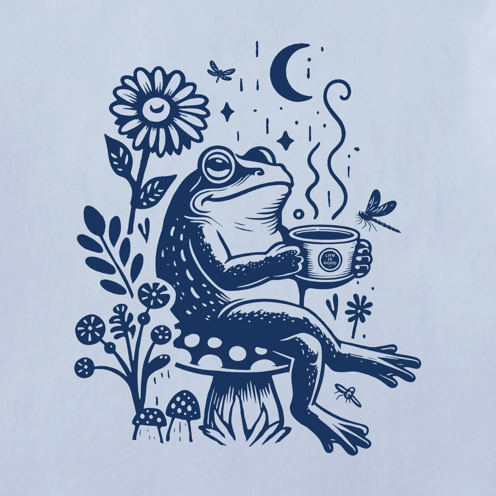 Women's Frog on a Toadstool Coffee Short Sleeve Tee Life is Good