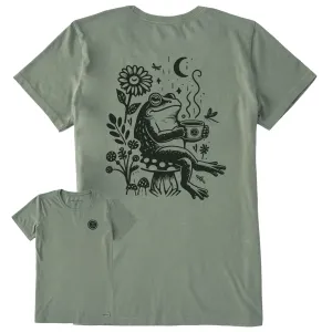 Women's Frog on a Toadstool Coffee Short Sleeve Tee Life is Good