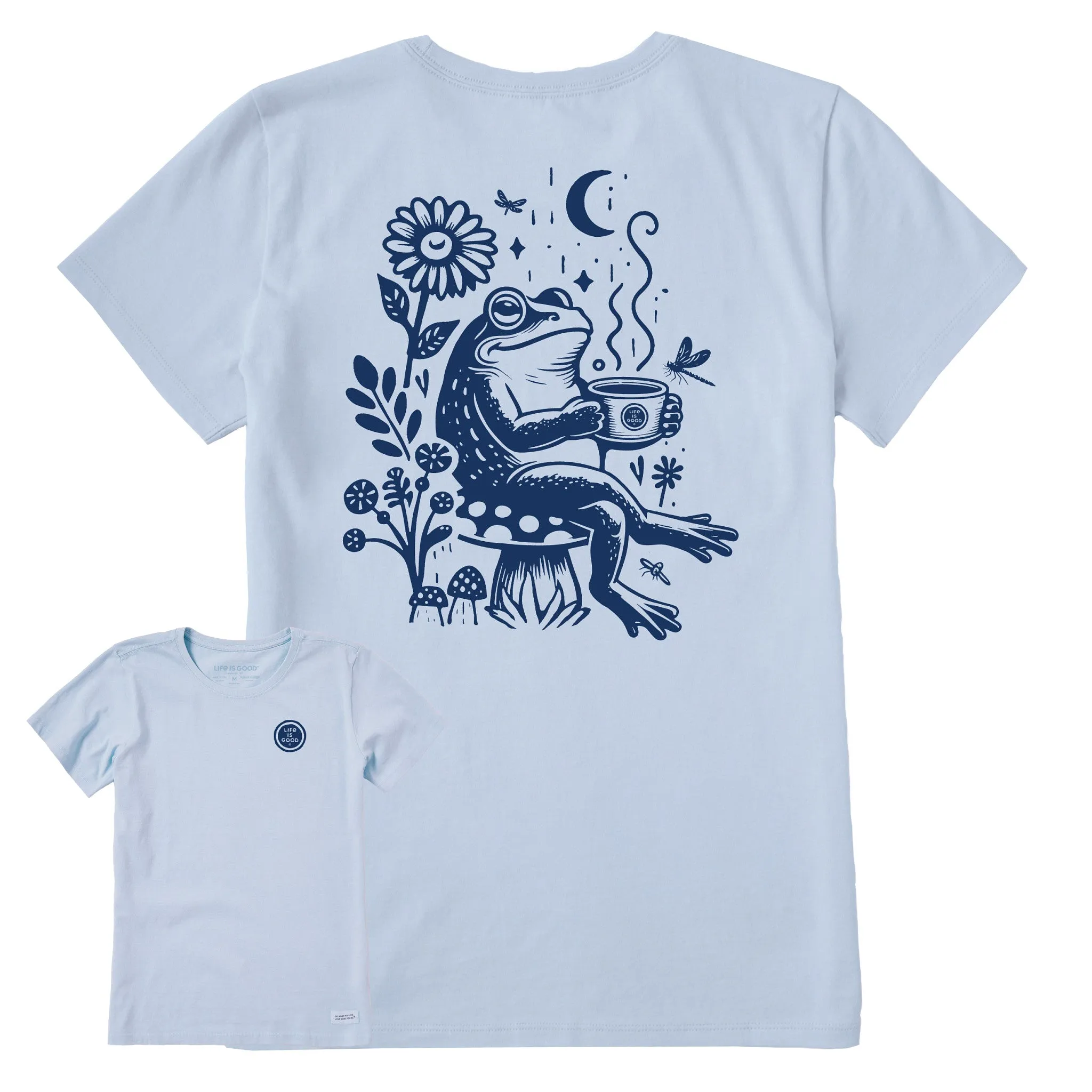 Women's Frog on a Toadstool Coffee Short Sleeve Tee Life is Good