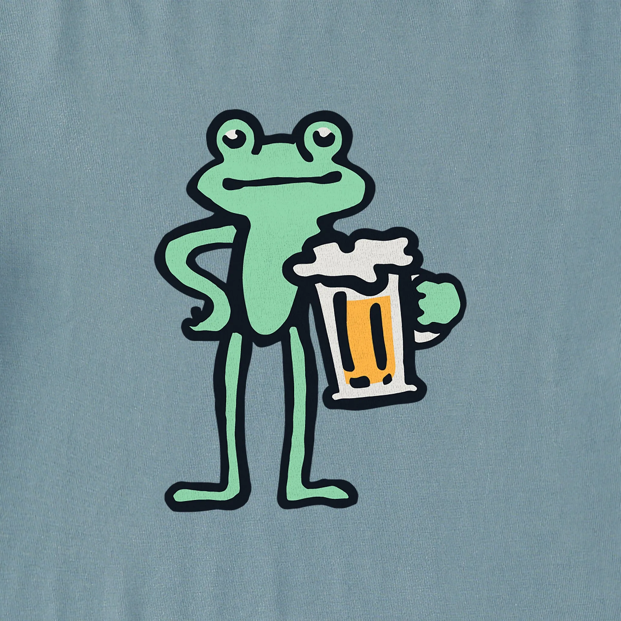 Women's Frog with Beer Crusher Boxy Hoodie Life is Good