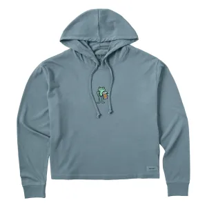 Women's Frog with Beer Crusher Boxy Hoodie Life is Good