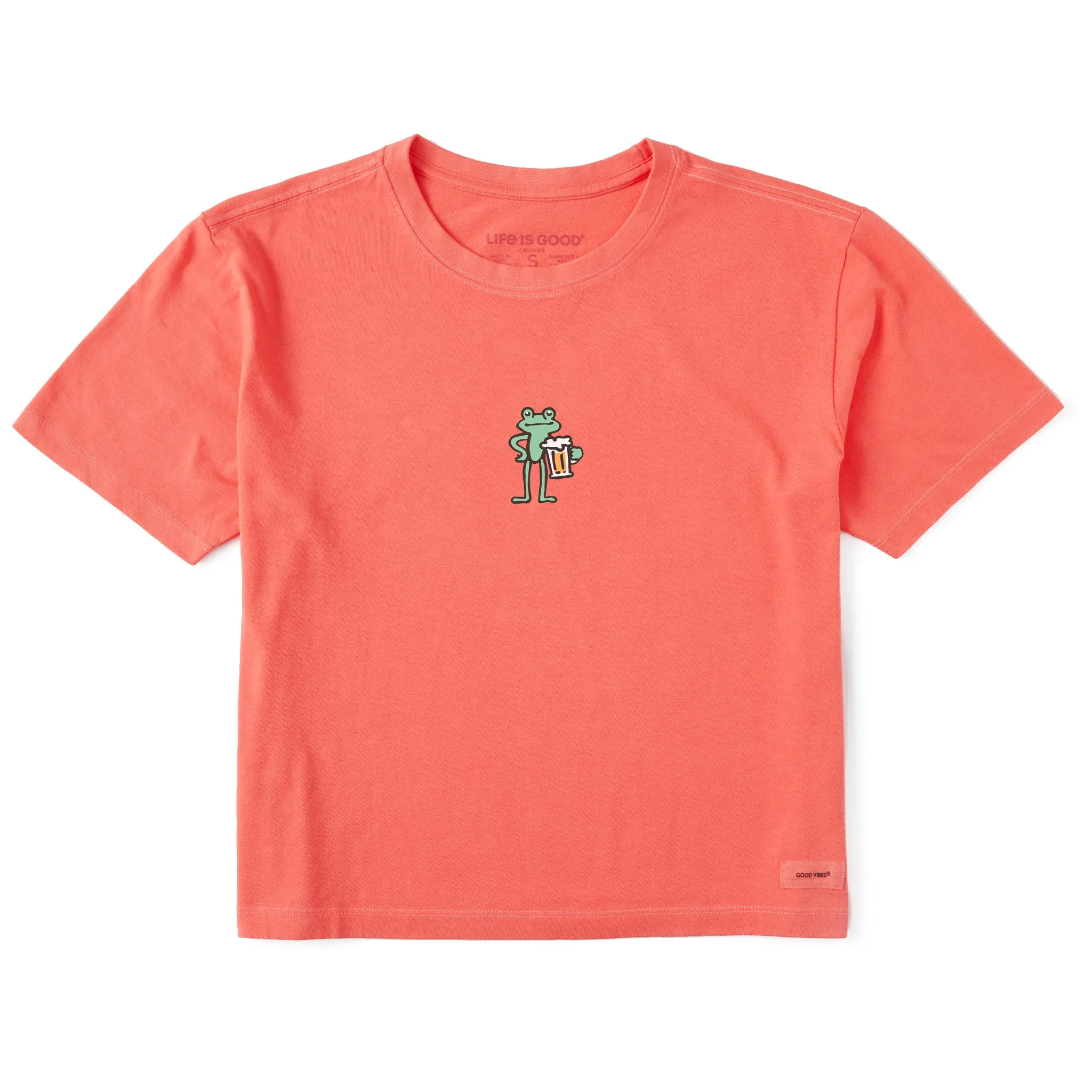 Women's Frog with Beer Short Sleeve Crusher Boxy Tee Life is Good