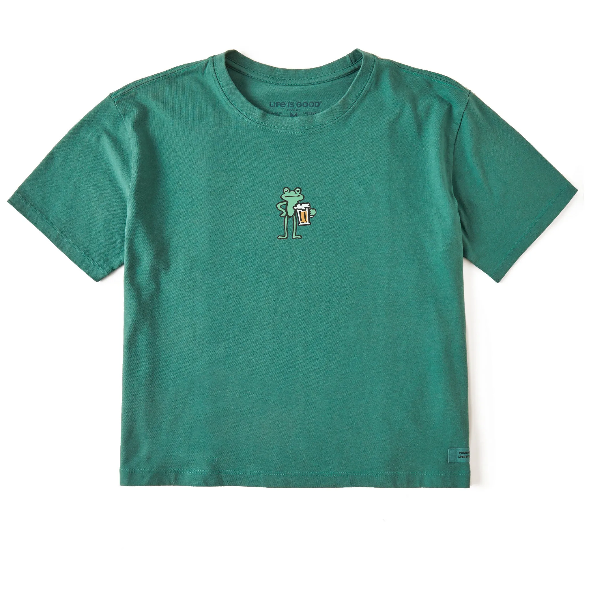Women's Frog with Beer Short Sleeve Crusher Boxy Tee Life is Good