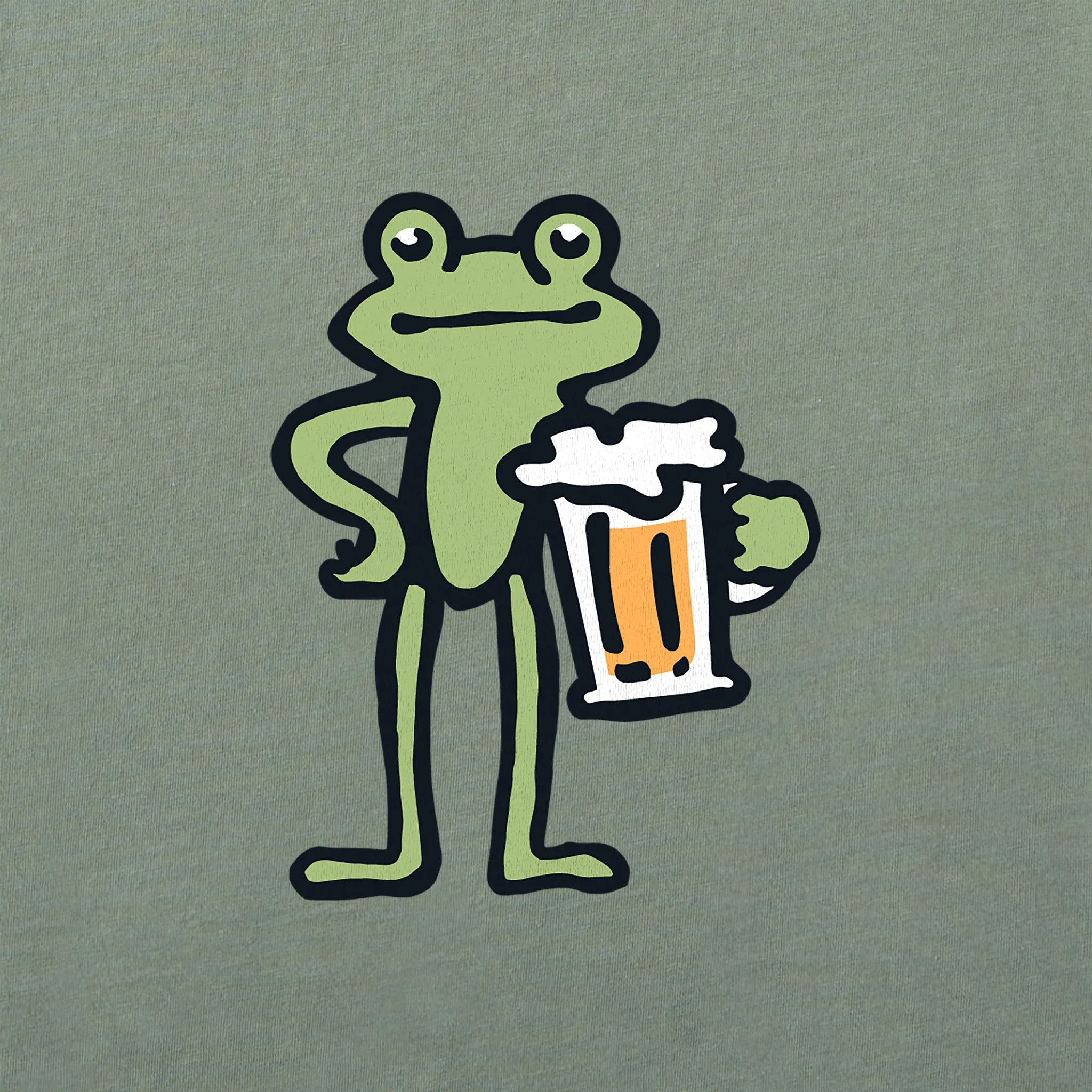 Women's Frog with Beer Short Sleeve Crusher Vee Life is Good