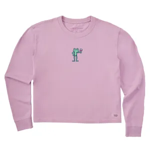 Women's Frog with Wine Long Sleeve Crusher Boxy Tee Life is Good