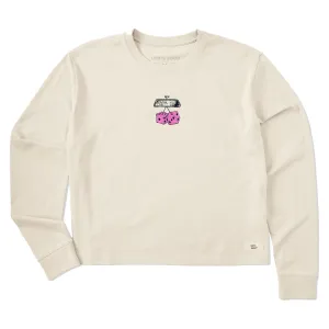 Women's Fuzzy Dice Mini Long Sleeve Crusher Boxy Tee Life is Good