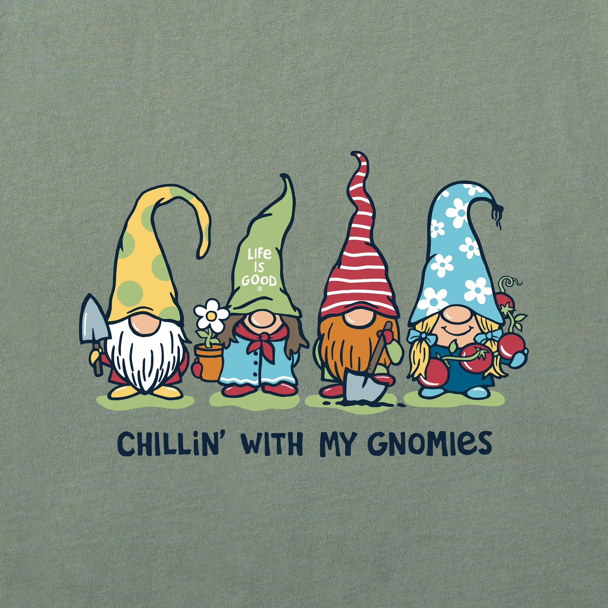 Women's Garden Gnomies Chillin' Short Sleeve Tee Life is Good