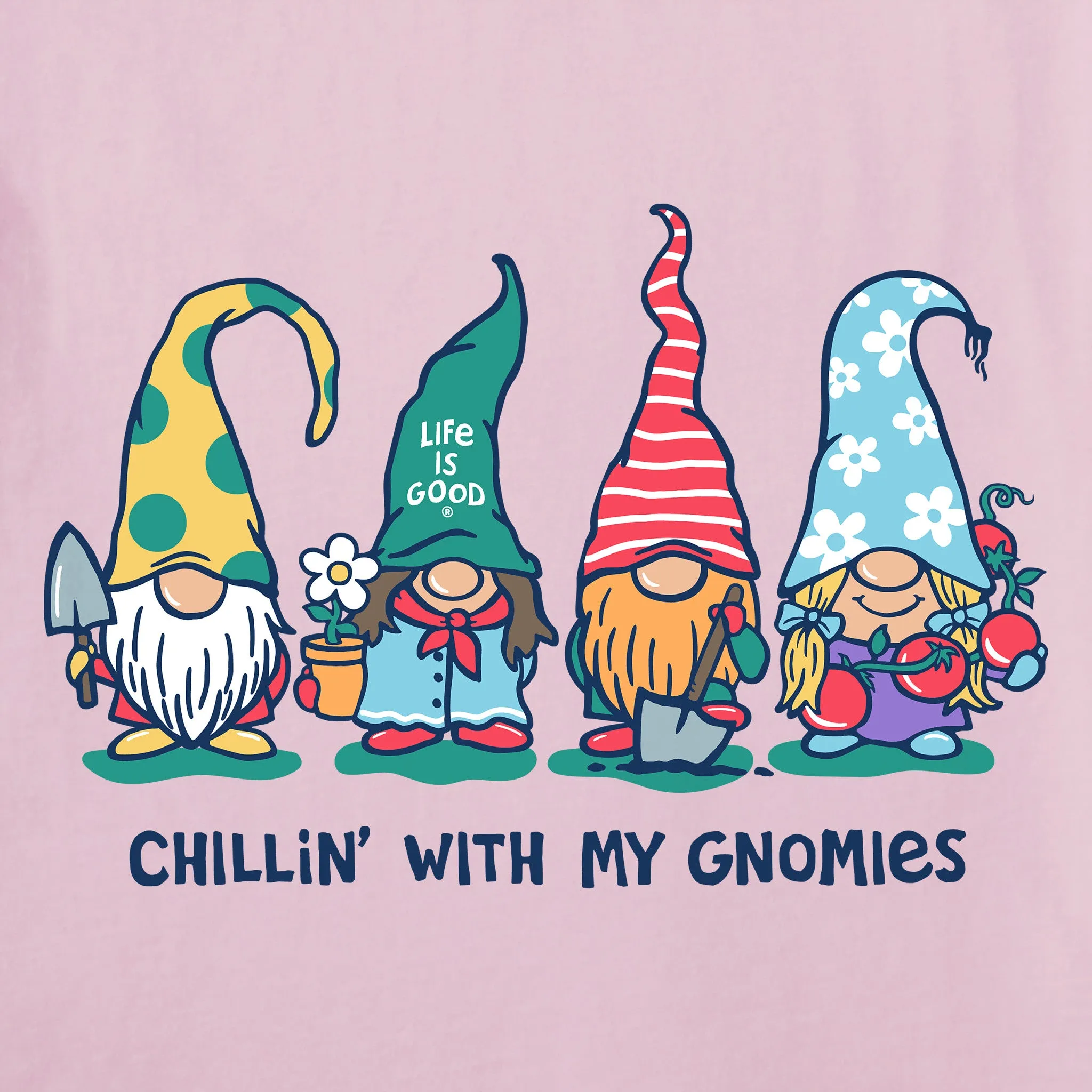 Women's Garden Gnomies Chillin' Short Sleeve Tee Life is Good