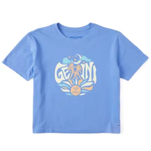Women's Gemini  Zodiac Vibes Short Sleeve Crusher Boxy Tee Life is Good