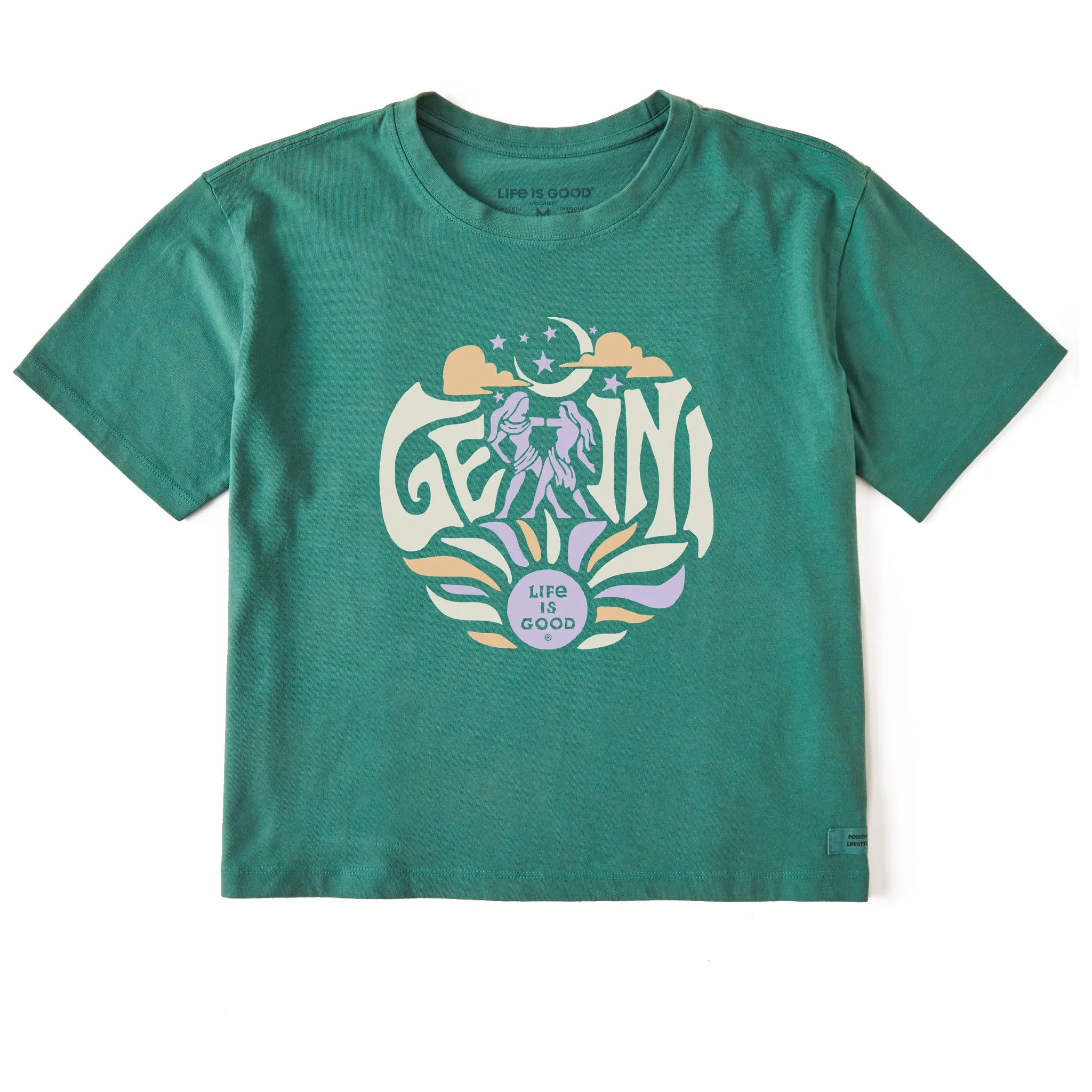 Women's Gemini  Zodiac Vibes Short Sleeve Crusher Boxy Tee Life is Good