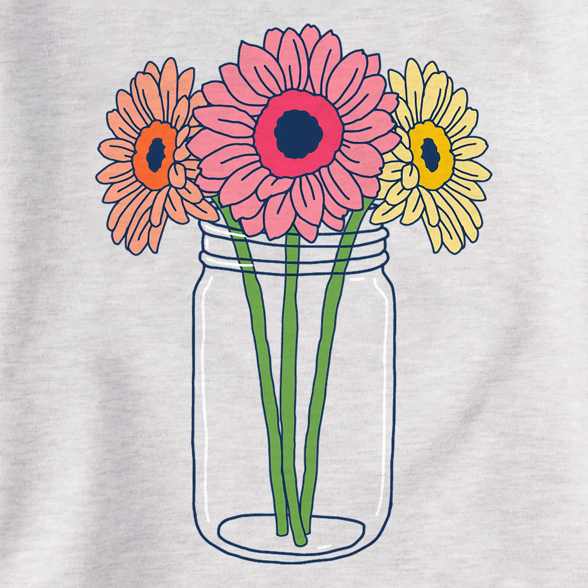 Women's Gerbera Flower Jar Simply True Fleece Crew Life is Good
