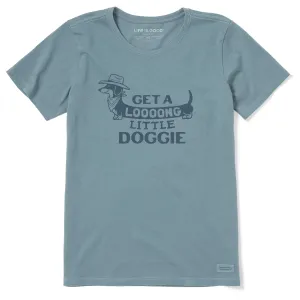 Women's Get a Loooong Little Doggie Short Sleeve Crusher Tee Life is Good