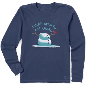 Women's Get Ahead Snowman Long Sleeve Crusher Tee Life is Good