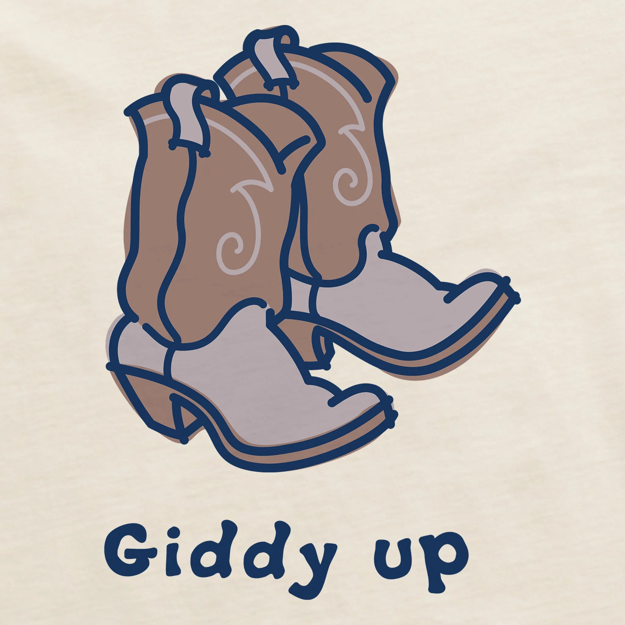 Women's Giddy Up Cowboy Boots Long Sleeve Crusher Boxy Tee Life is Good