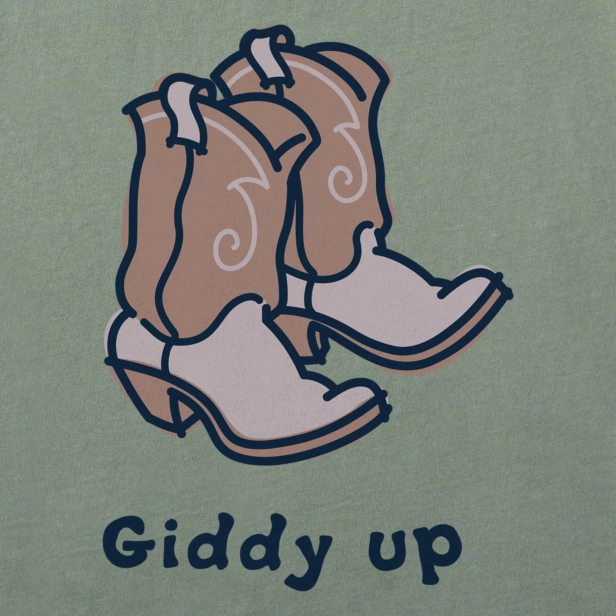 Women's Giddy Up Cowboy Boots Long Sleeve Crusher Boxy Tee Life is Good