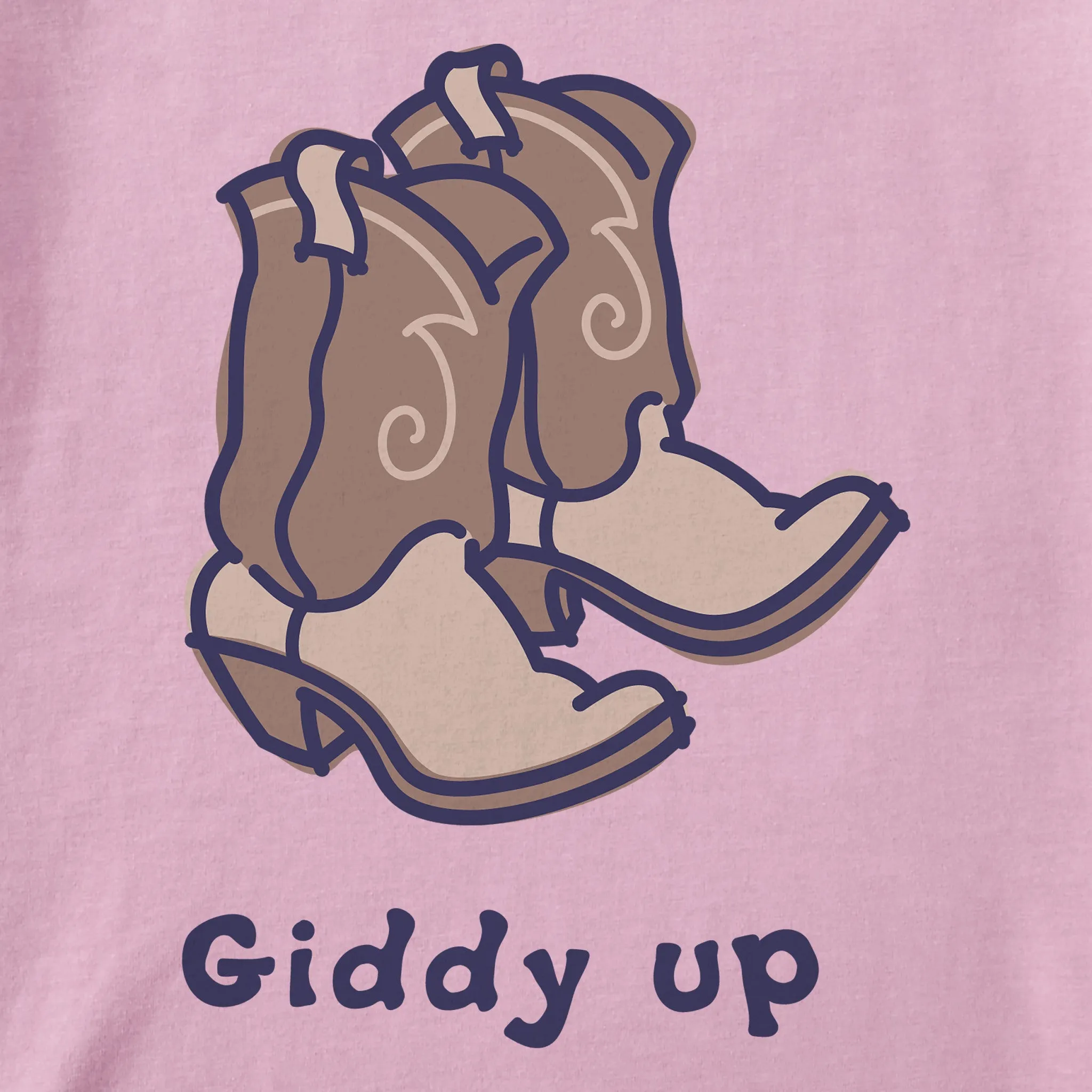 Women's Giddy Up Cowboy Boots Long Sleeve Crusher Boxy Tee Life is Good