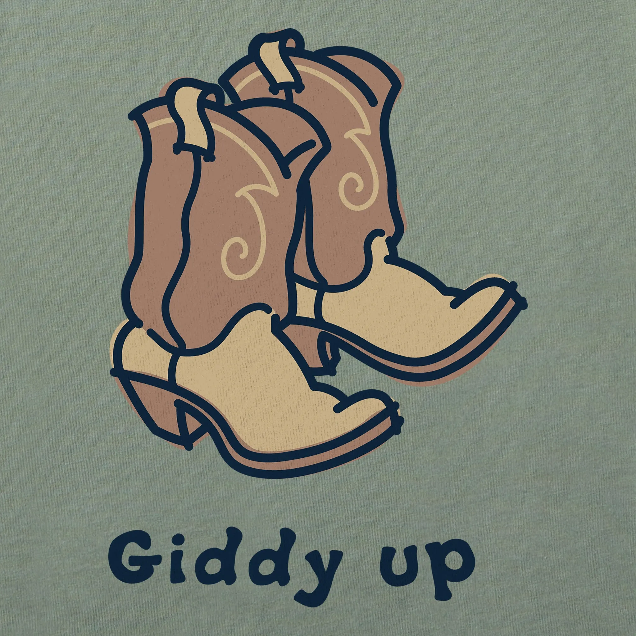 Women's Giddy Up Cowboy Boots Long Sleeve Crusher Tee Life is Good