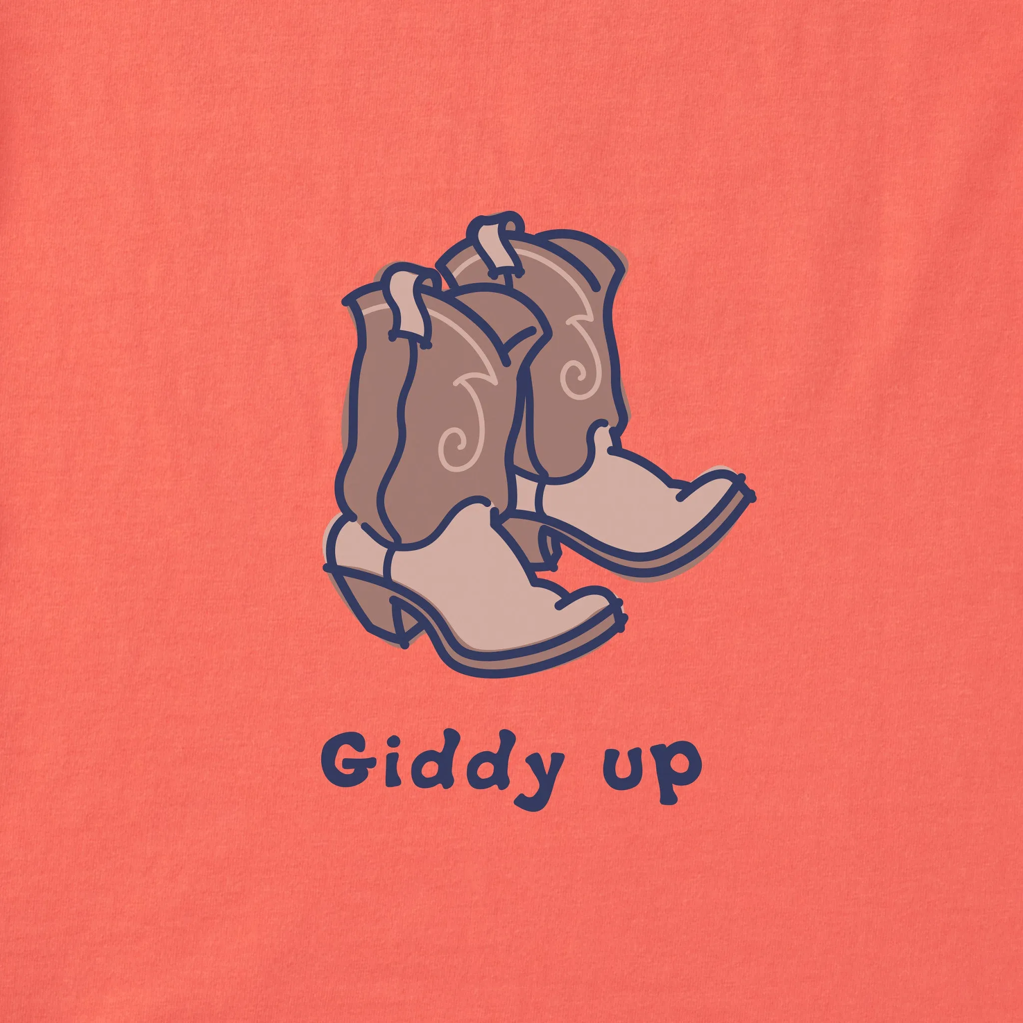 Women's Giddy Up Cowboy Boots Short Sleeve Crusher Boxy Tee Life is Good