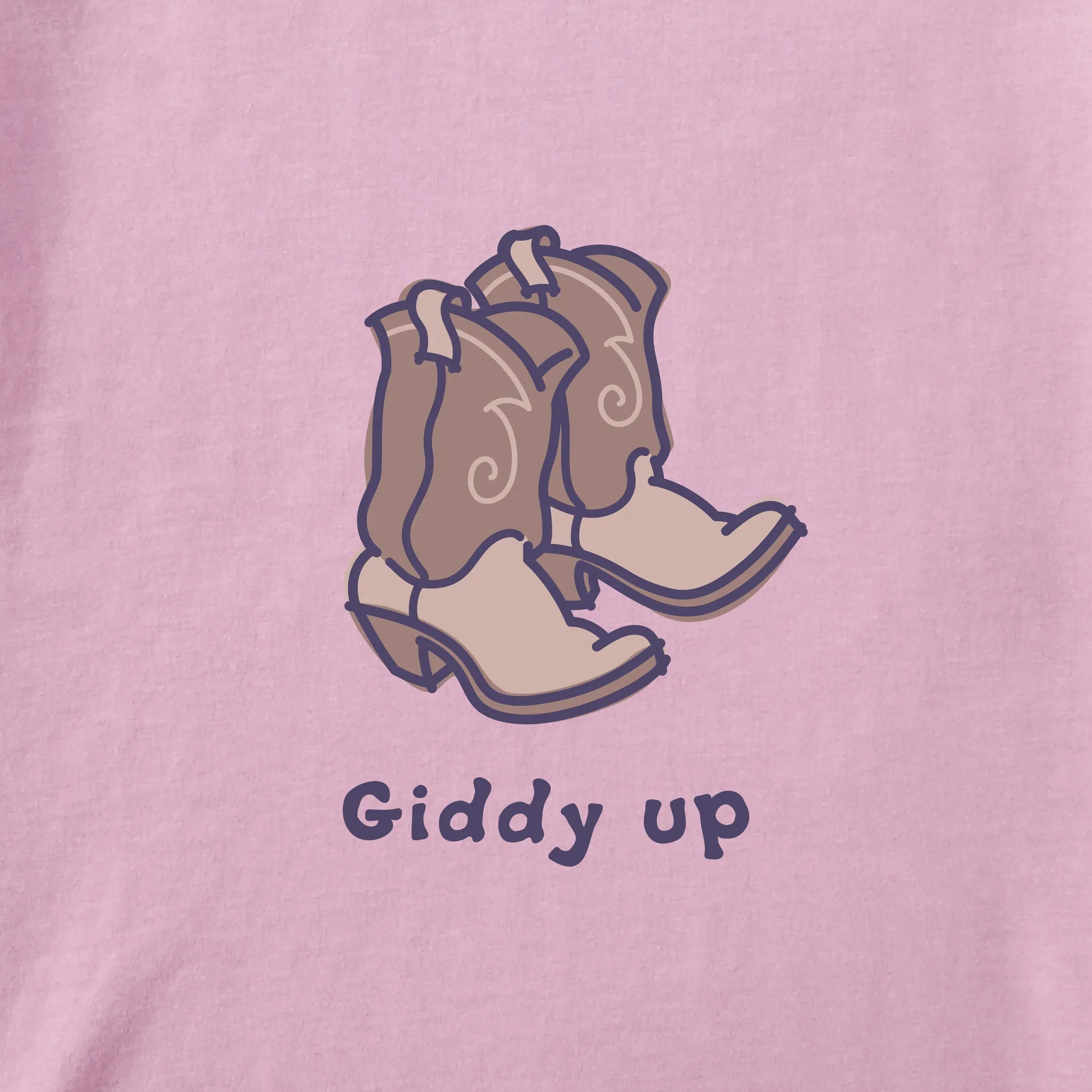 Women's Giddy Up Cowboy Boots Short Sleeve Crusher Boxy Tee Life is Good