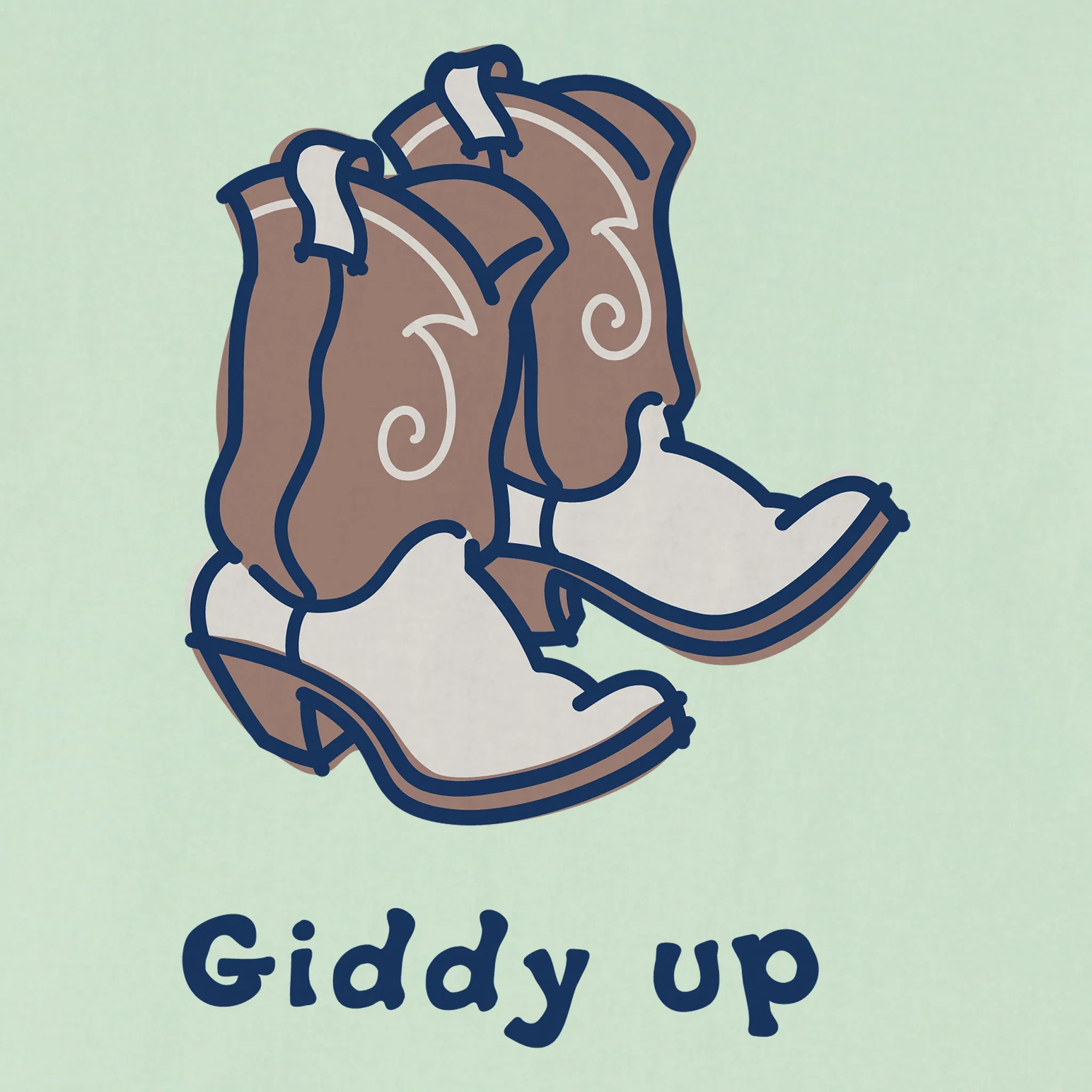 Women's Giddy Up Cowboy Boots Short Sleeve Crusher Boxy Tee Life is Good