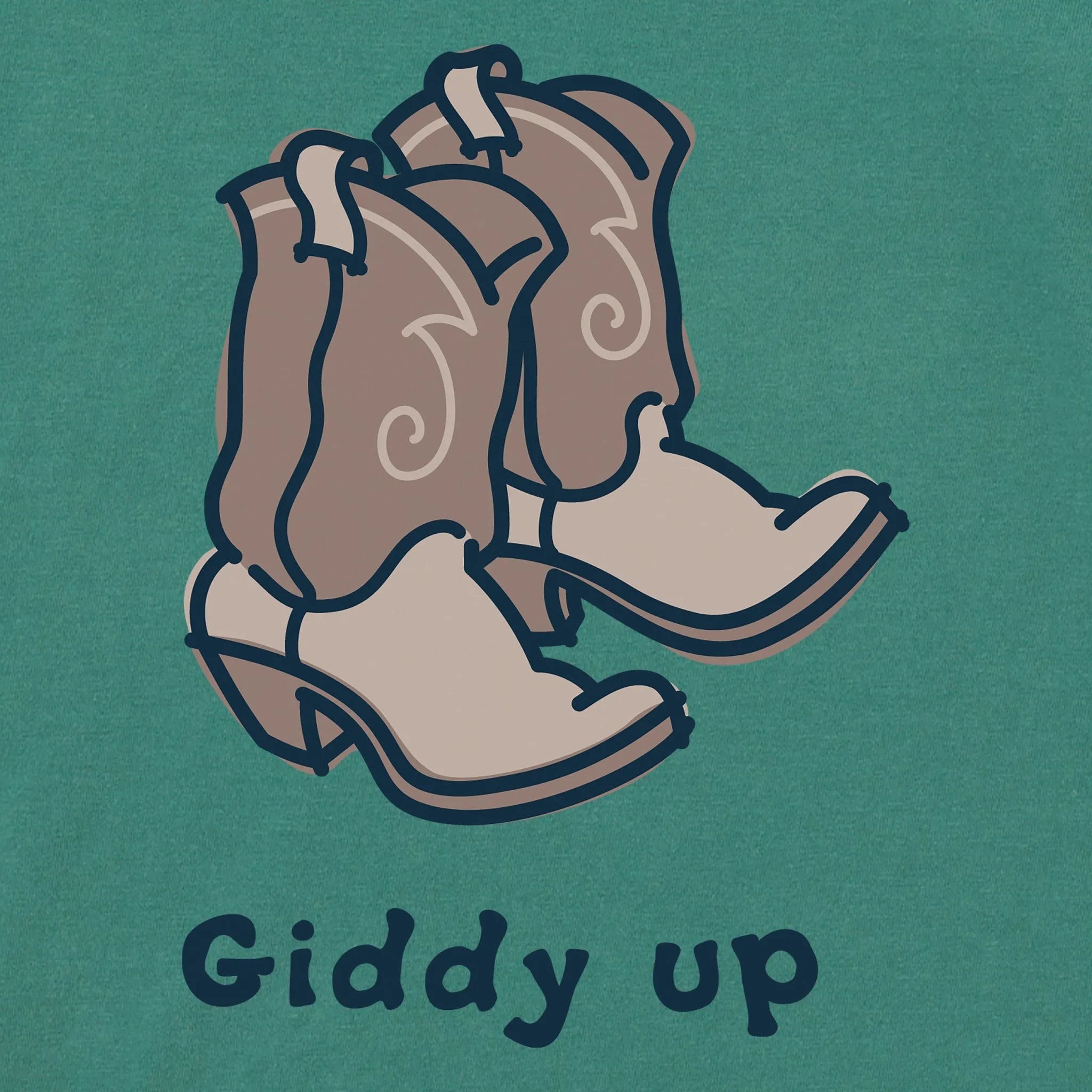 Women's Giddy Up Cowboy Boots Short Sleeve Crusher Boxy Tee Life is Good