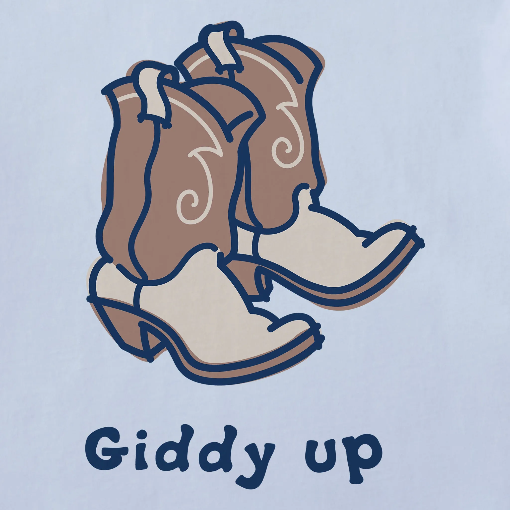 Women's Giddy Up Cowboy Boots Short Sleeve Crusher Boxy Tee Life is Good