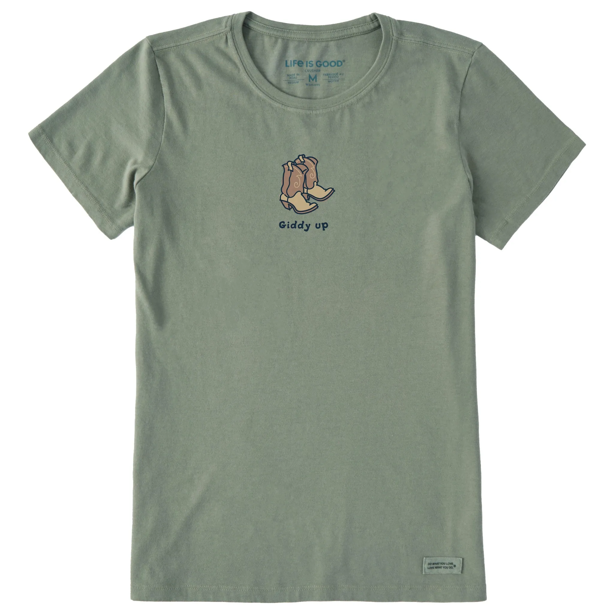 Women's Giddy Up Cowboy Boots Short Sleeve Crusher Tee Life is Good