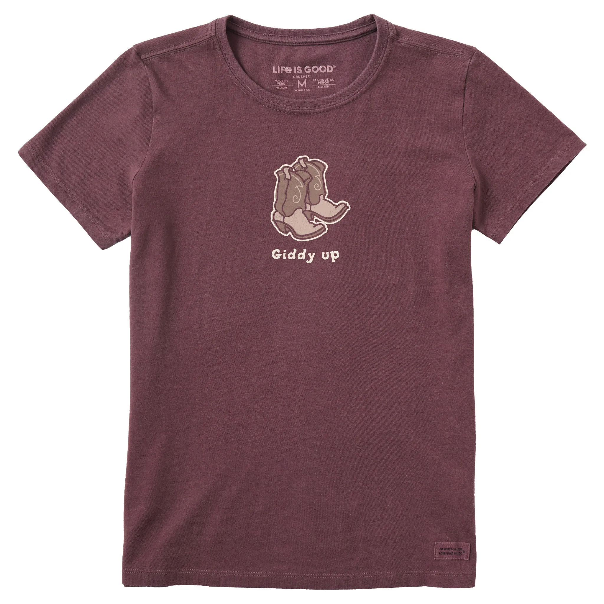 Women's Giddy Up Cowboy Boots Short Sleeve Crusher Tee Life is Good