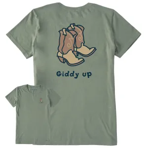 Women's Giddy Up Cowboy Boots Short Sleeve Crusher Tee Life is Good