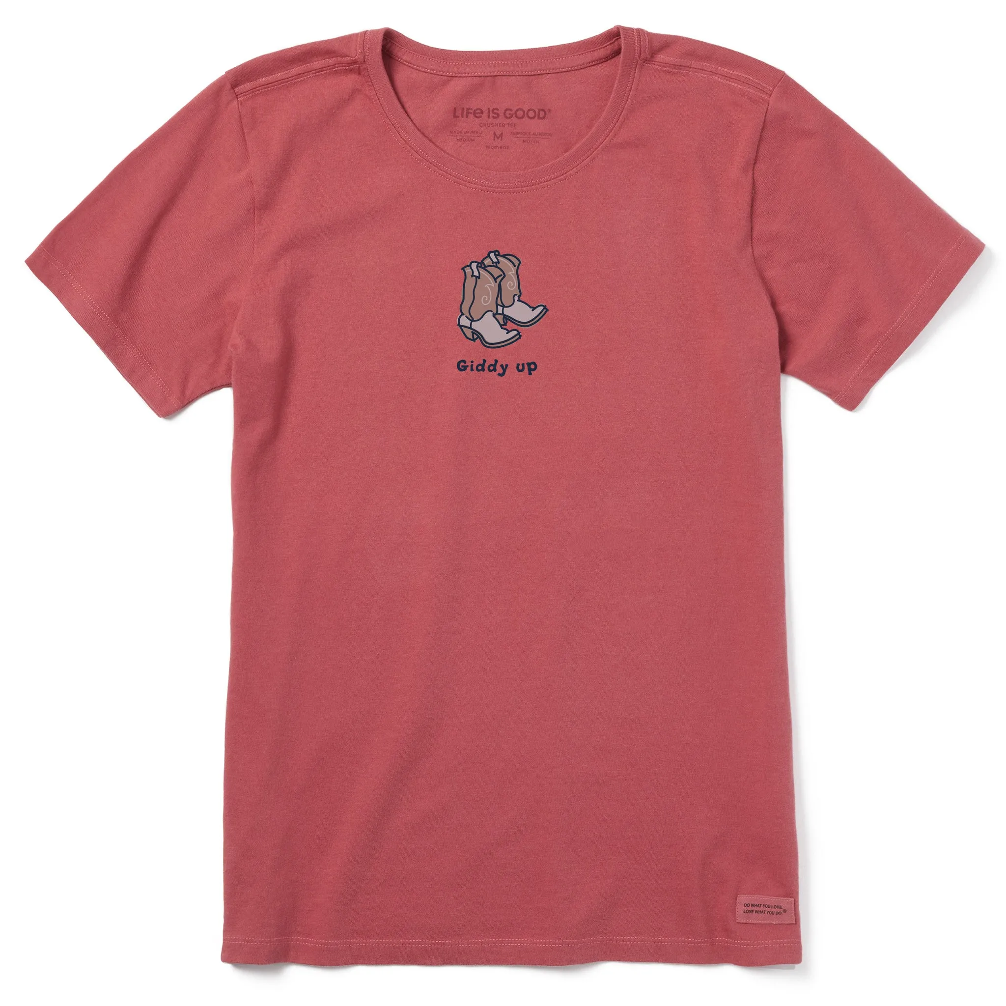 Women's Giddy Up Cowboy Boots Short Sleeve Crusher Tee Life is Good