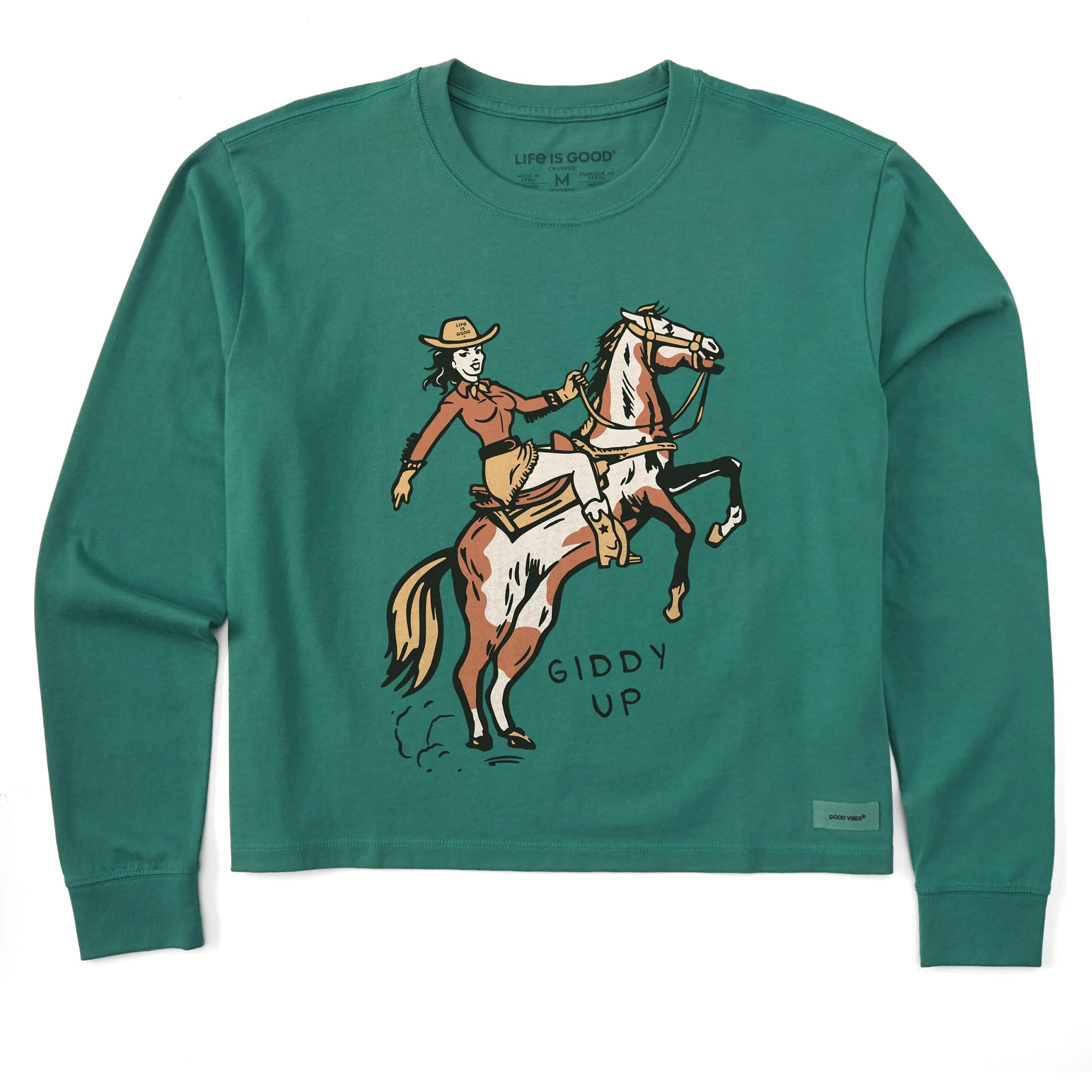 Women's Giddy Up Long Sleeve Crusher Boxy Tee Life is Good