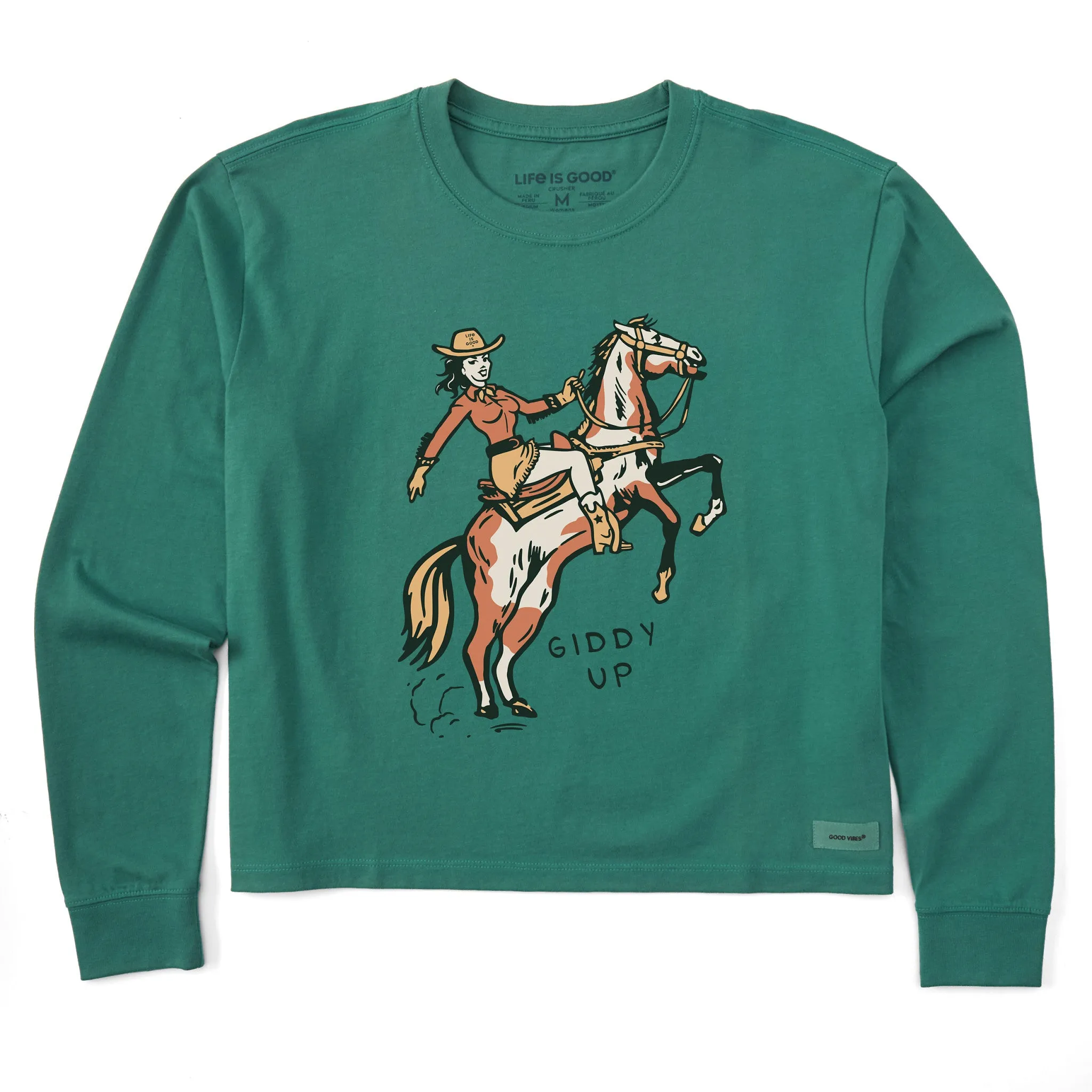 Women's Giddy Up Long Sleeve Crusher Boxy Tee Life is Good