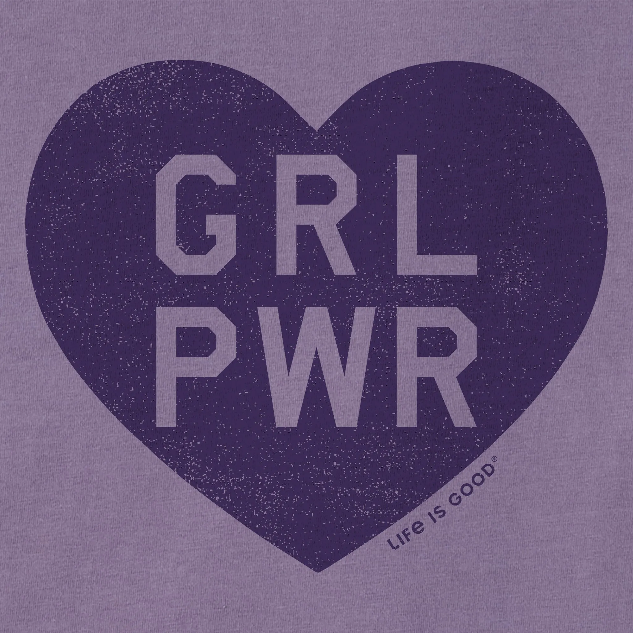 Women's Girl Power Heart Short Sleeve Crusher Boxy Tee Life is Good