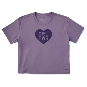 Women's Girl Power Heart Short Sleeve Crusher Boxy Tee Life is Good