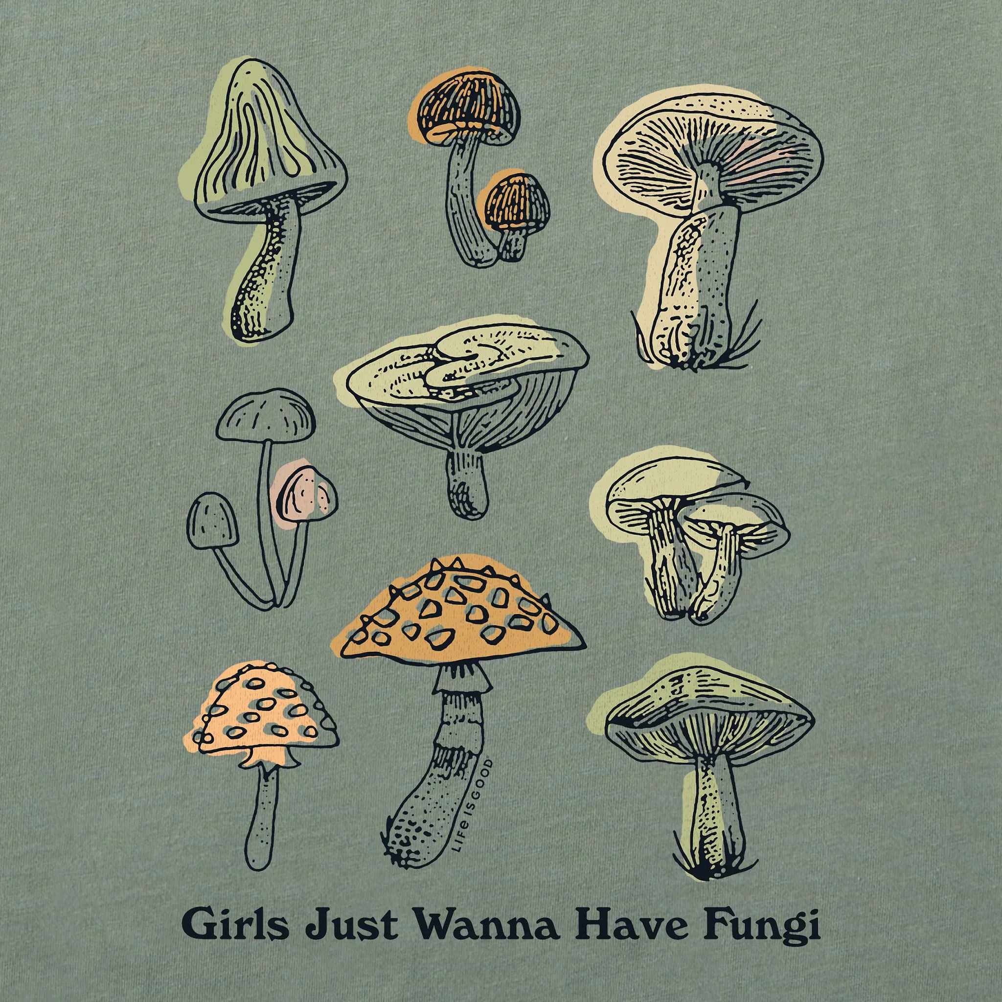 Women's Girls Just Wanna Have Fungi Short Sleeve Crusher Boxy Tee Life is Good