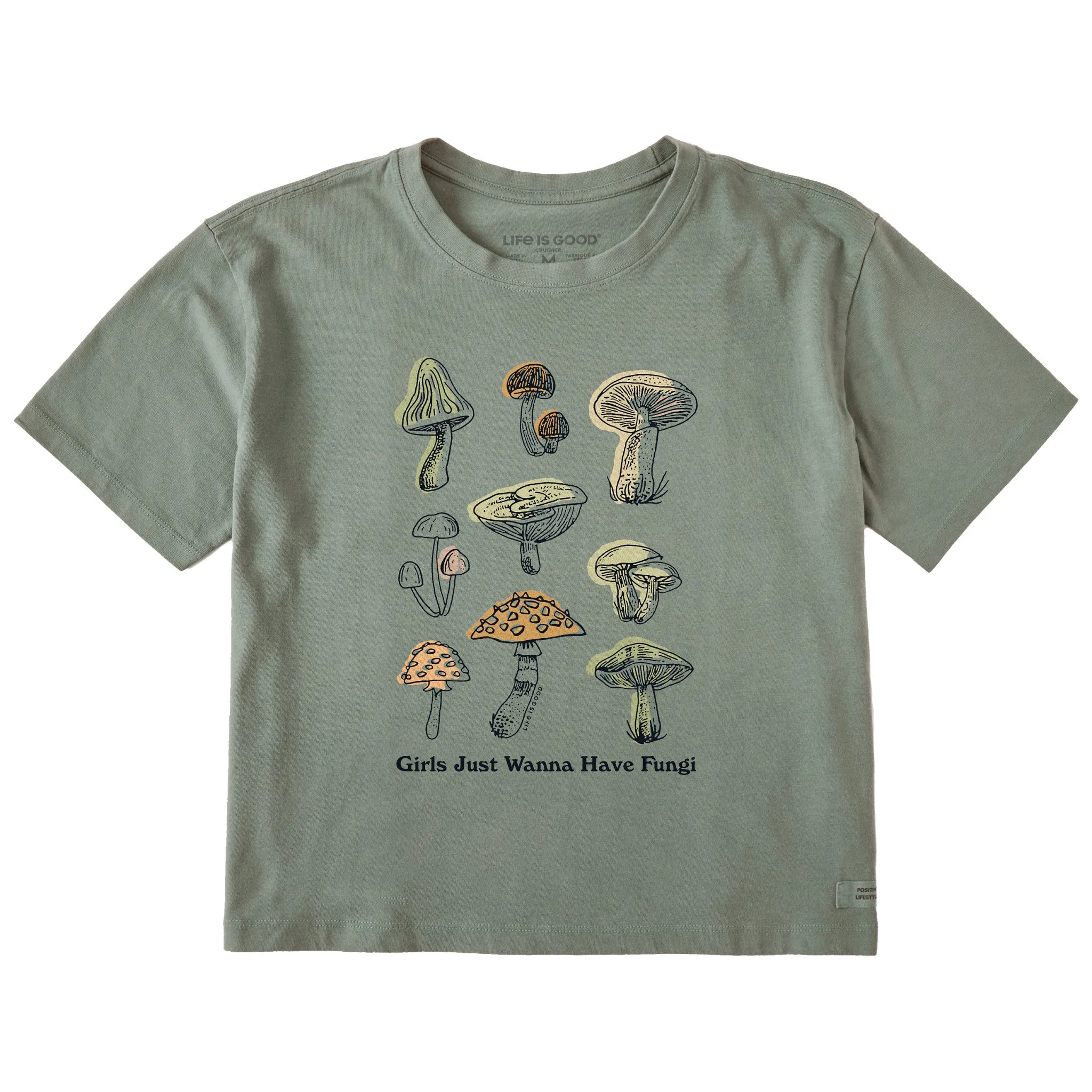 Women's Girls Just Wanna Have Fungi Short Sleeve Crusher Boxy Tee Life is Good