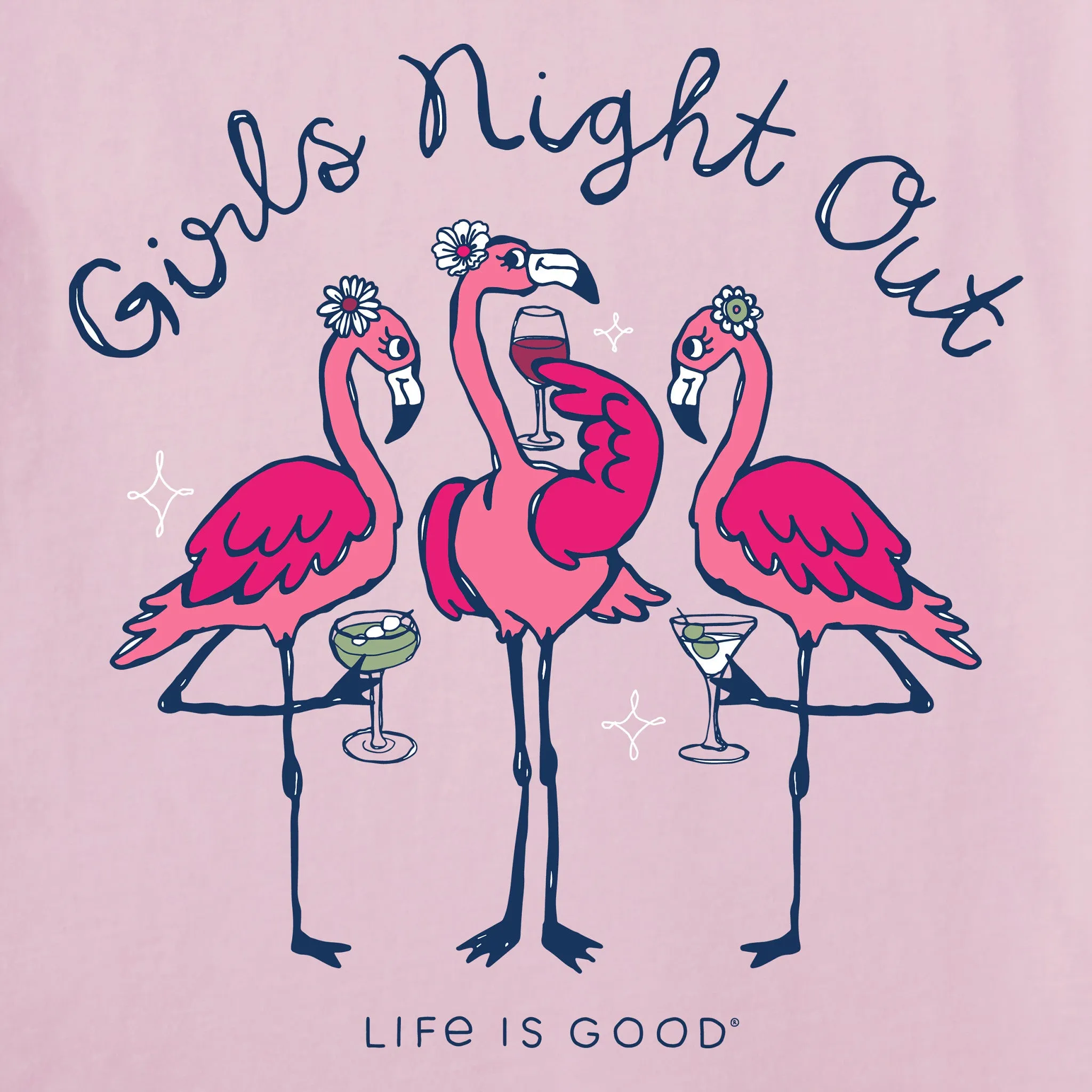 Women's Girls Night Out Flamingo Short Sleeve Tee Life is Good