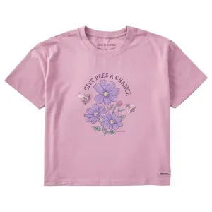 Women's Give Bees a Chance Short Sleeve Crusher Boxy Tee Life is Good