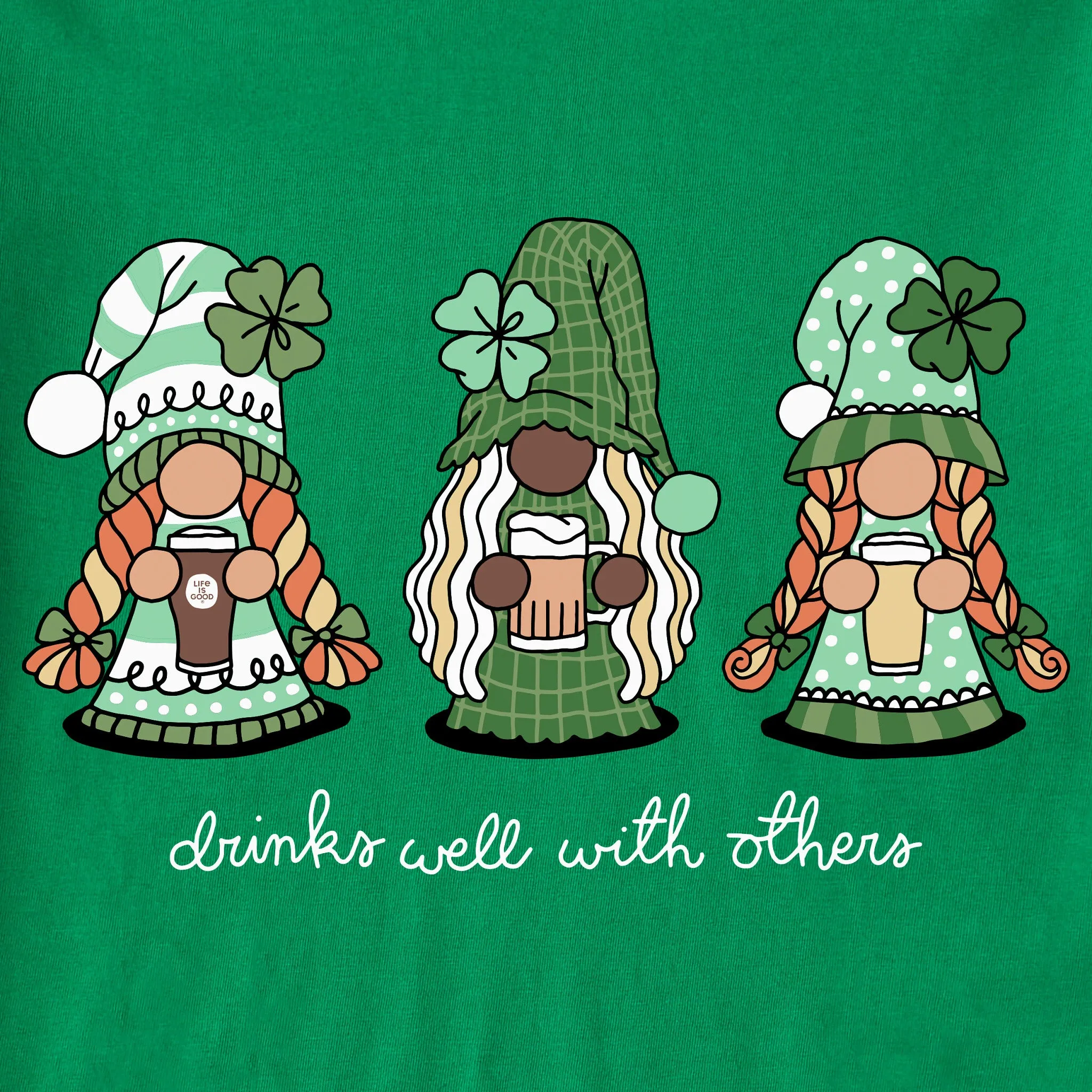 Women's Gnomes Drinks Well With Others Short Sleeve Crusher Tee Life is Good