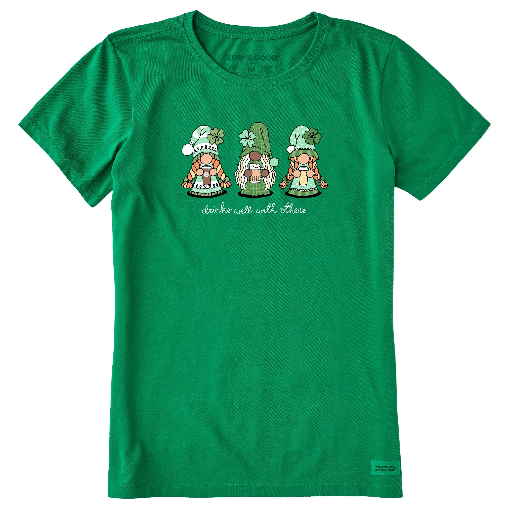 Women's Gnomes Drinks Well With Others Short Sleeve Crusher Tee Life is Good