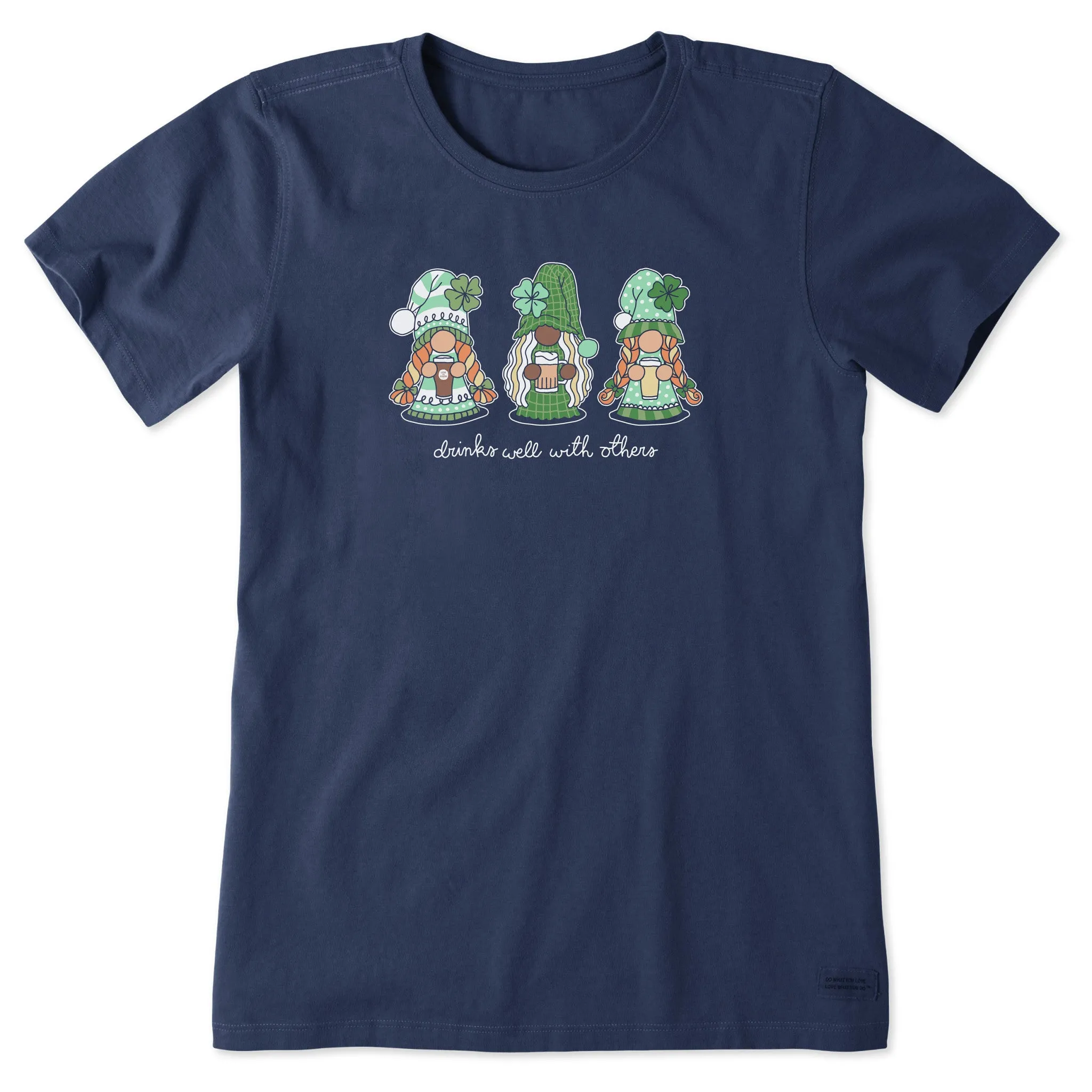 Women's Gnomes Drinks Well With Others Short Sleeve Crusher Tee Life is Good