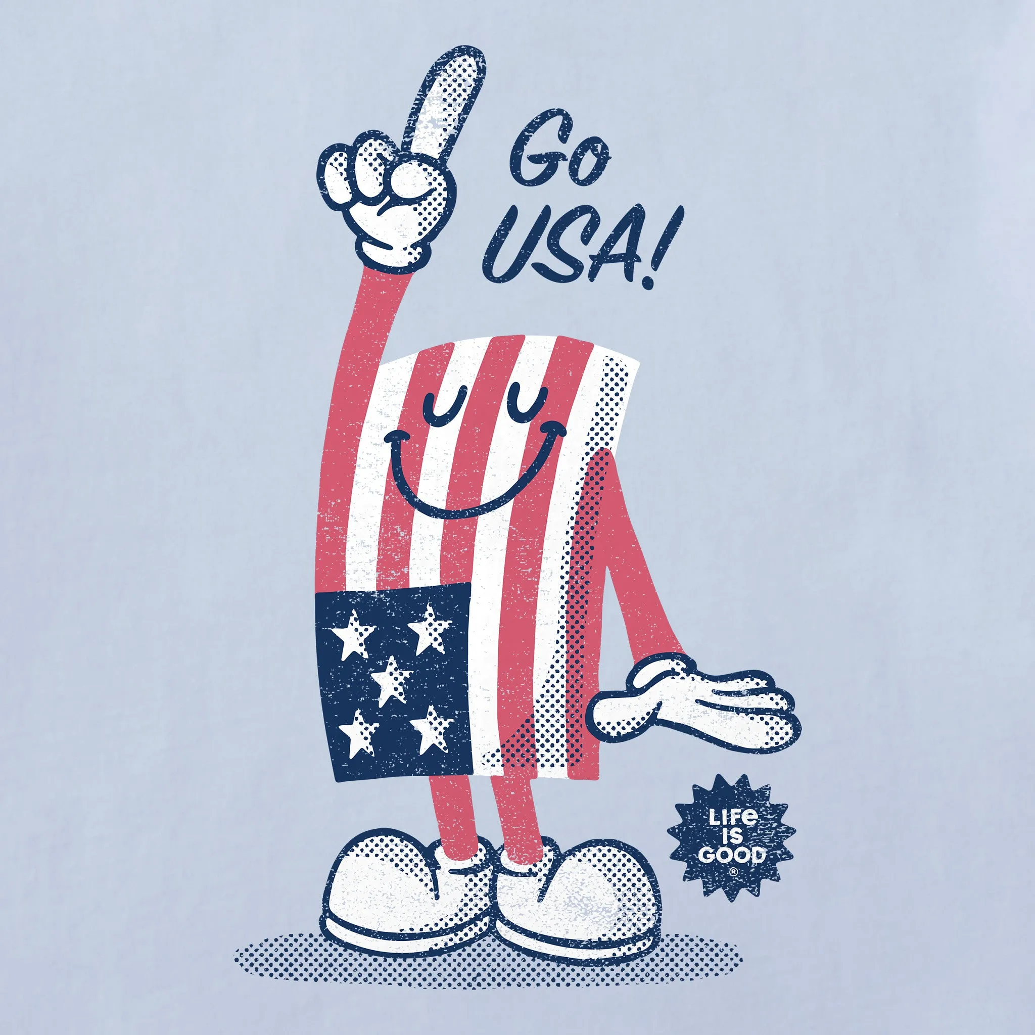 Women's Go USA Flag Guy Short Sleeve Crusher Boxy Tee Life is Good