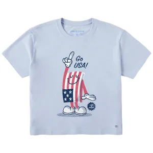 Women's Go USA Flag Guy Short Sleeve Crusher Boxy Tee Life is Good